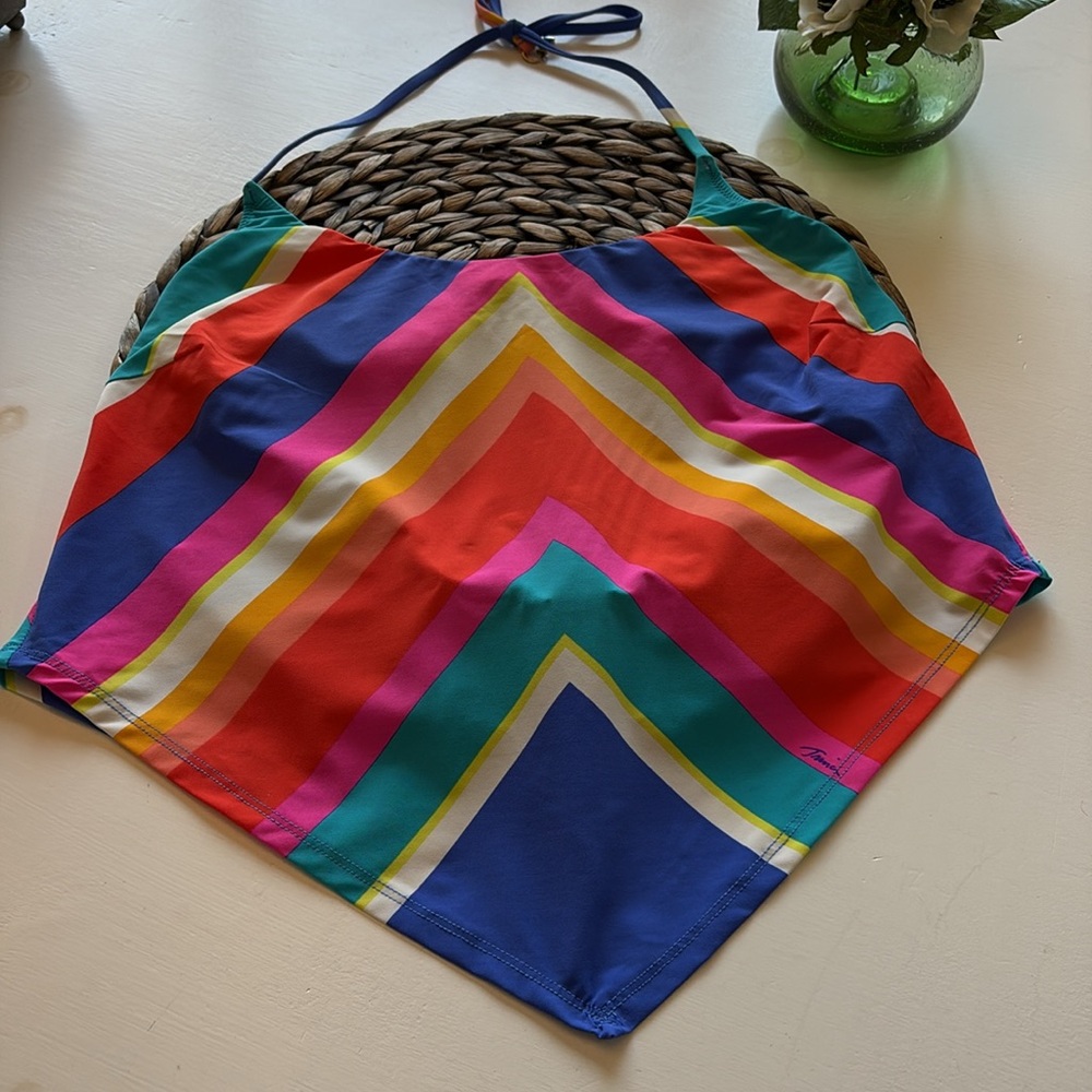 Trina Turk Sunset Chevron Handkerchief Tankini Top & Bottom Swimsuit Set size 12 - Picture 5 of 12